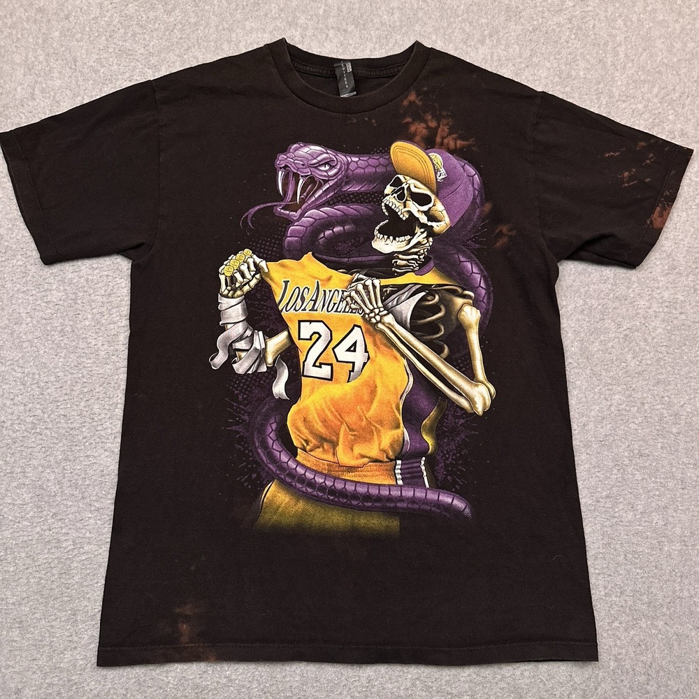 Los Angeles Lakers Kobe Bryant Mamba Skeleton Shirt Men M Playerytees Distressed